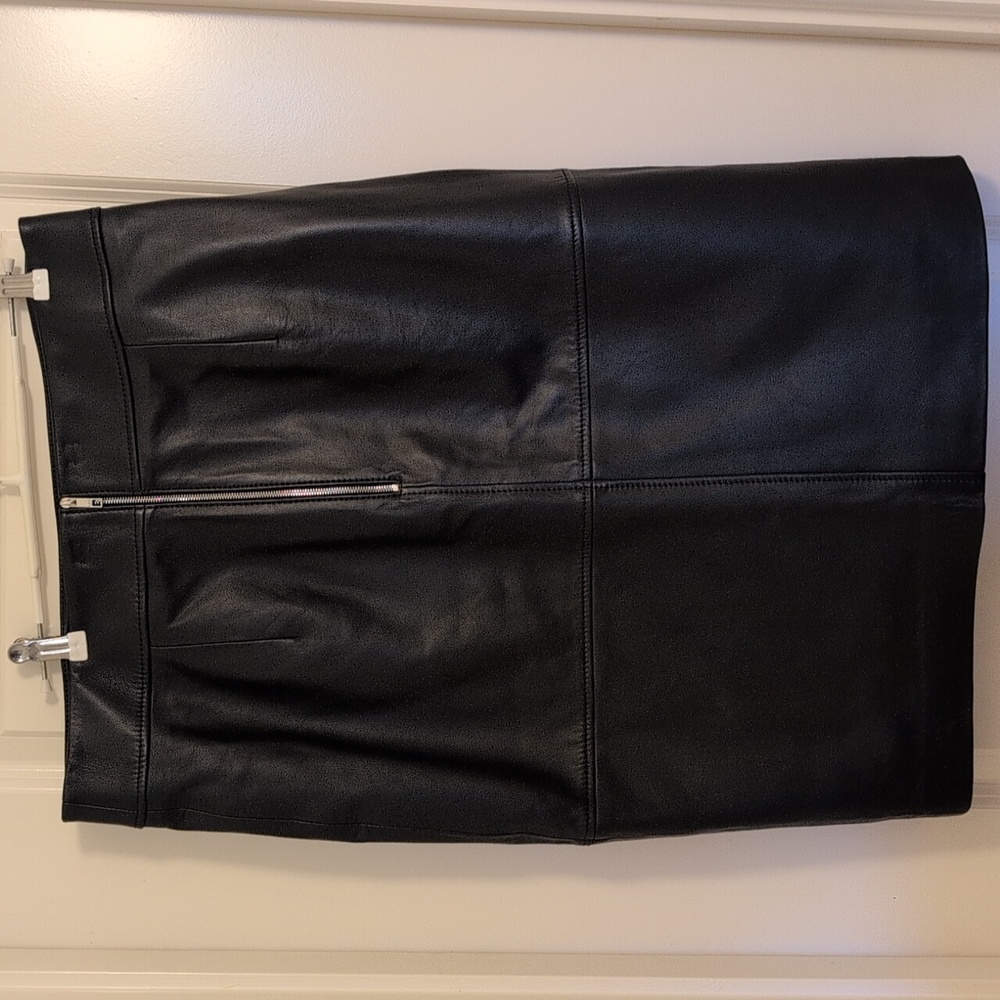 NWT Hugo BOSS Leather Pencil Skirt Setora Style - Dark Blue, Looks Black - Picture 8 of 12
